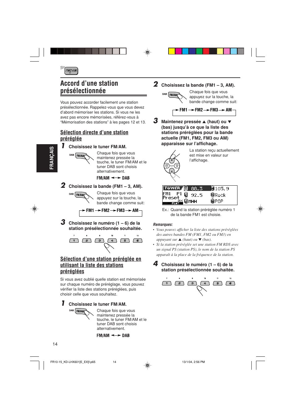 Accord d’une station présélectionnée | JVC KD-LHX601 User Manual | Page 158 / 291