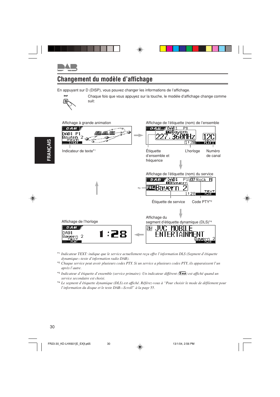 Changement du modèle d’affichage, Fran ç ais | JVC KD-LHX601 User Manual | Page 174 / 291