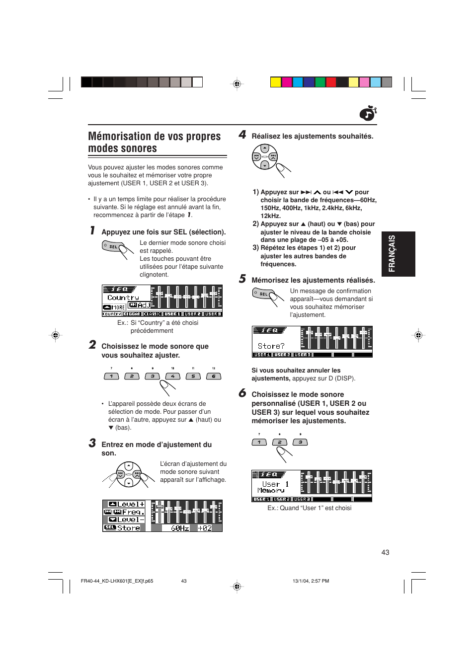 Mémorisation de vos propres modes sonores | JVC KD-LHX601 User Manual | Page 187 / 291