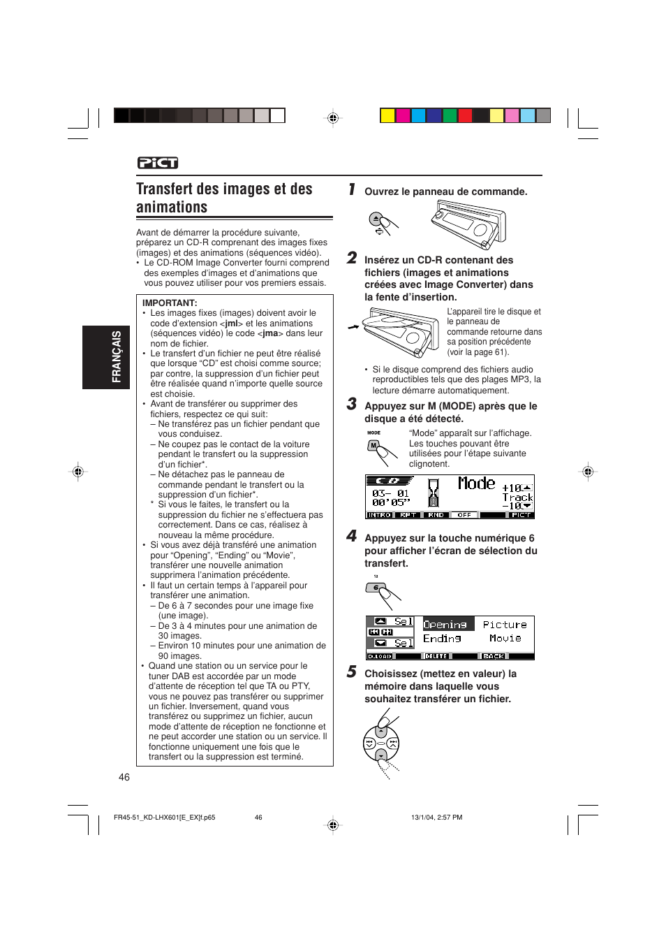 Transfert des images et des animations | JVC KD-LHX601 User Manual | Page 190 / 291