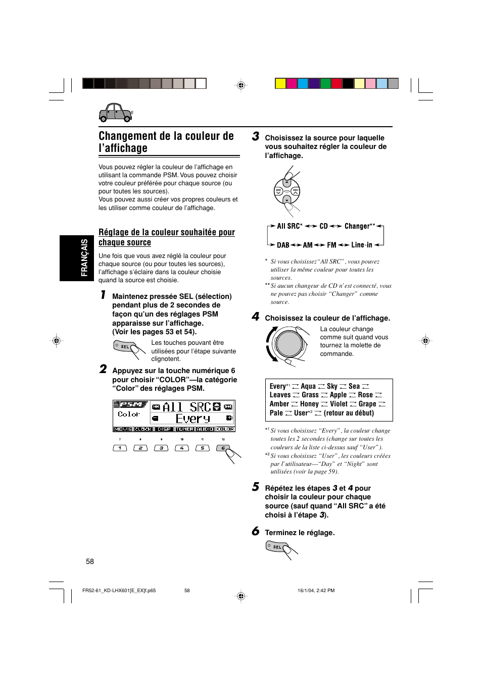 Changement de la couleur de l’affichage | JVC KD-LHX601 User Manual | Page 202 / 291