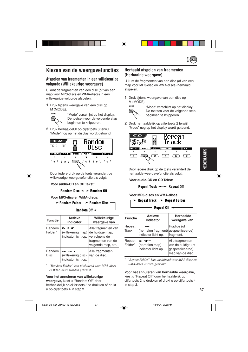 Kiezen van de weergavefuncties, Nederlands | JVC KD-LHX601 User Manual | Page 253 / 291