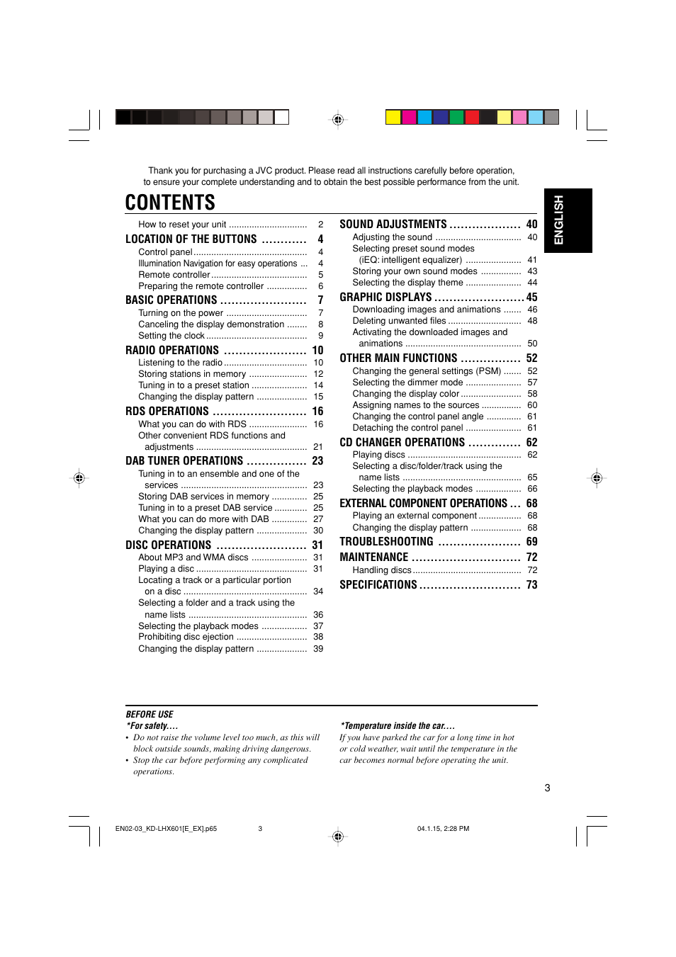 JVC KD-LHX601 User Manual | Page 3 / 291