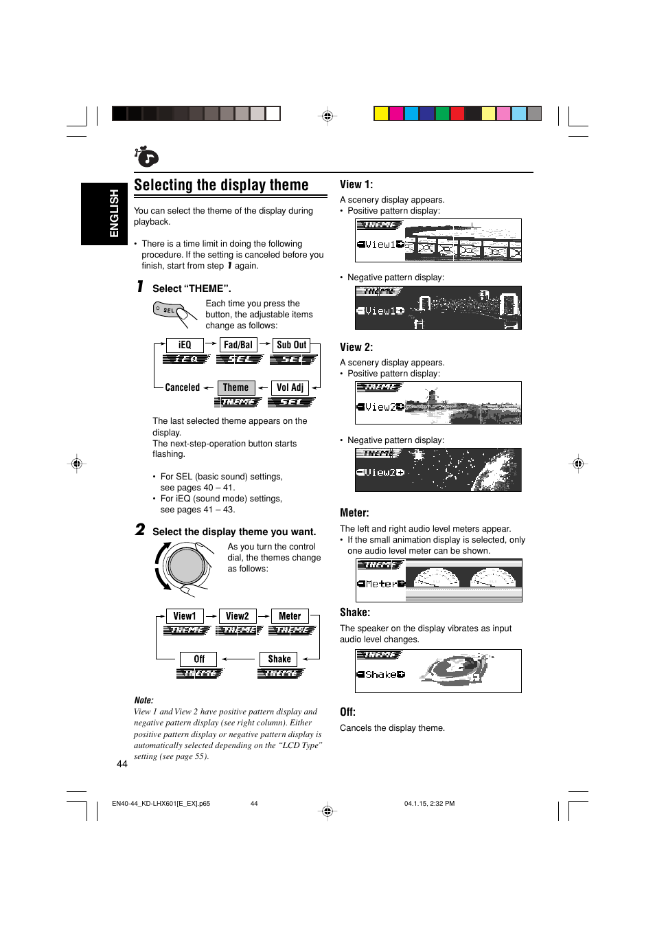 Selecting the display theme | JVC KD-LHX601 User Manual | Page 44 / 291