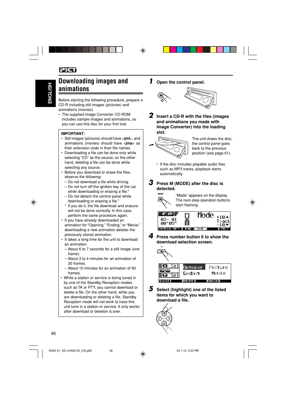 Downloading images and animations | JVC KD-LHX601 User Manual | Page 46 / 291