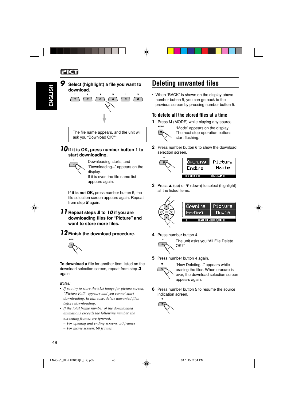 Deleting unwanted files | JVC KD-LHX601 User Manual | Page 48 / 291
