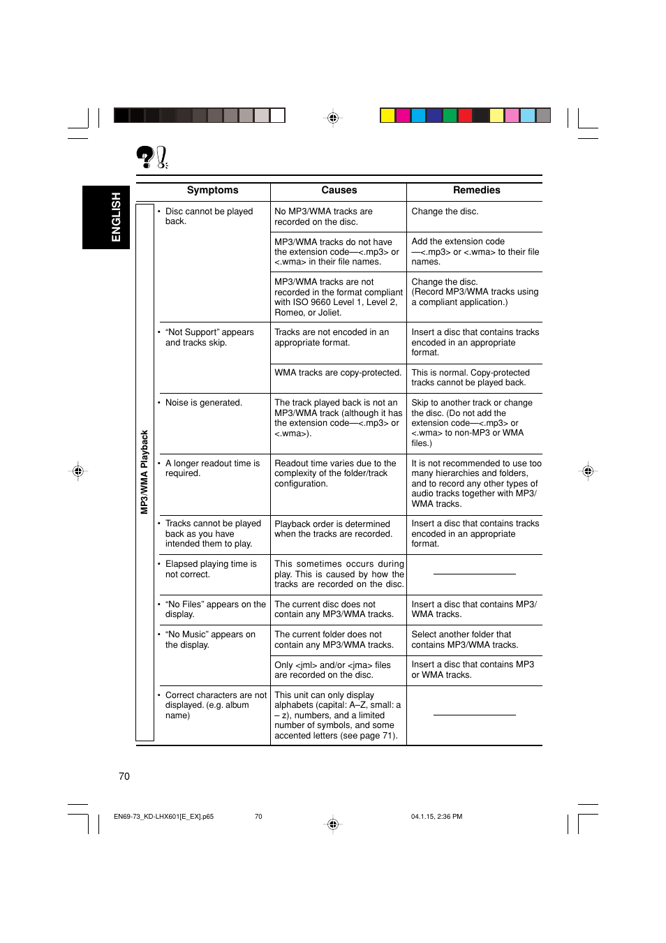 English | JVC KD-LHX601 User Manual | Page 70 / 291
