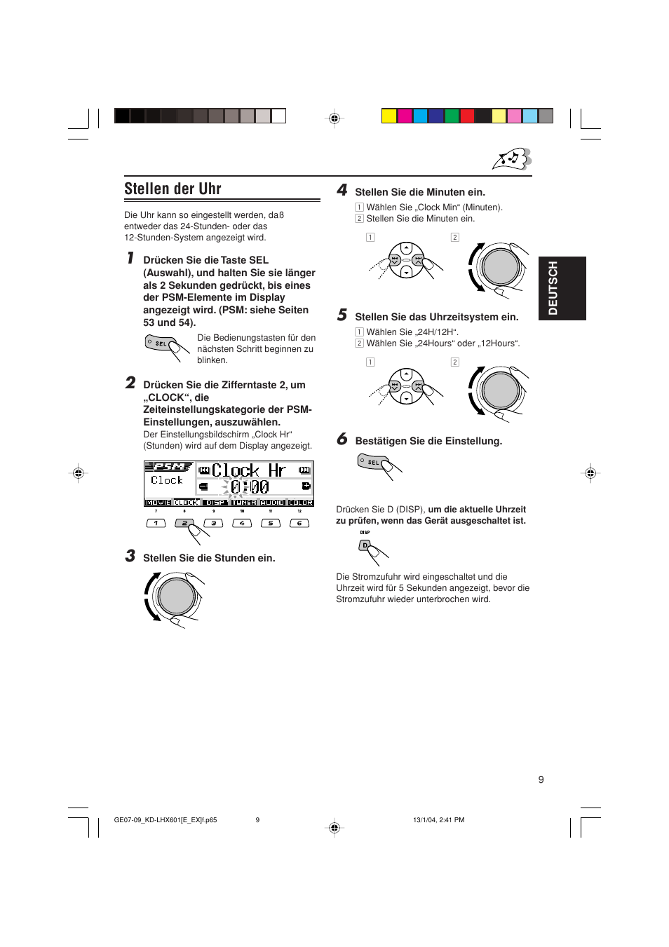 Stellen der uhr | JVC KD-LHX601 User Manual | Page 81 / 291