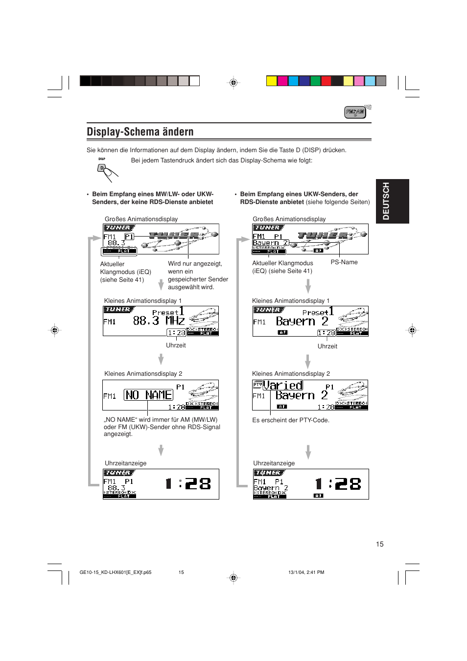 Display-schema ändern, Deutsch | JVC KD-LHX601 User Manual | Page 87 / 291