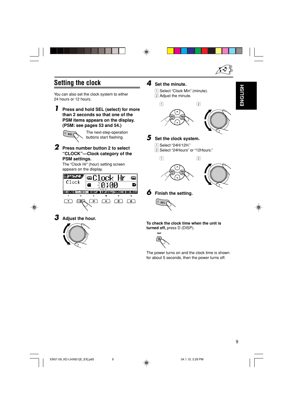 Setting the clock | JVC KD-LHX601 User Manual | Page 9 / 291