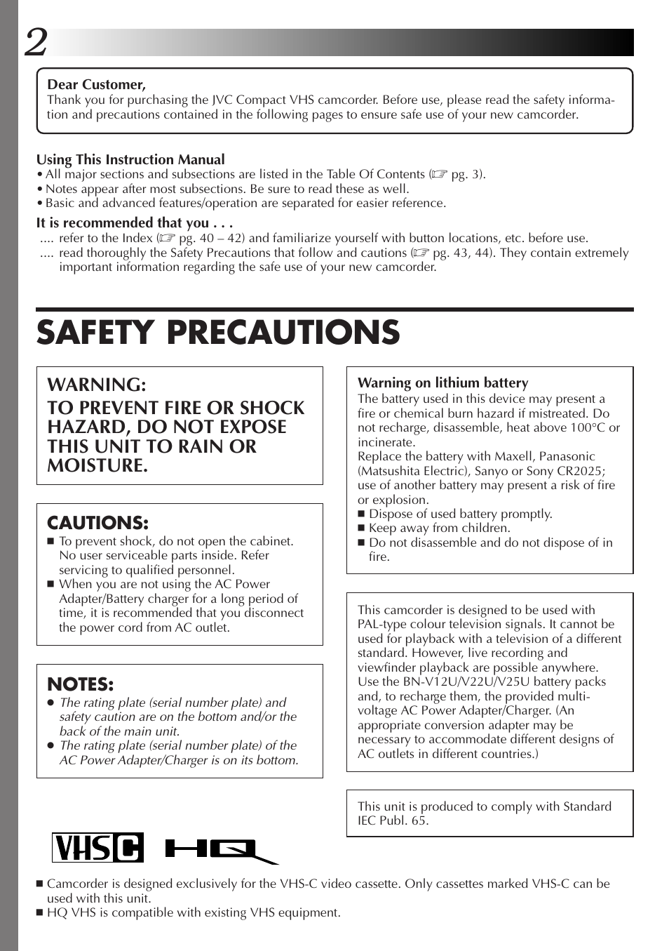 JVC Camcorder User Manual | 44 pages