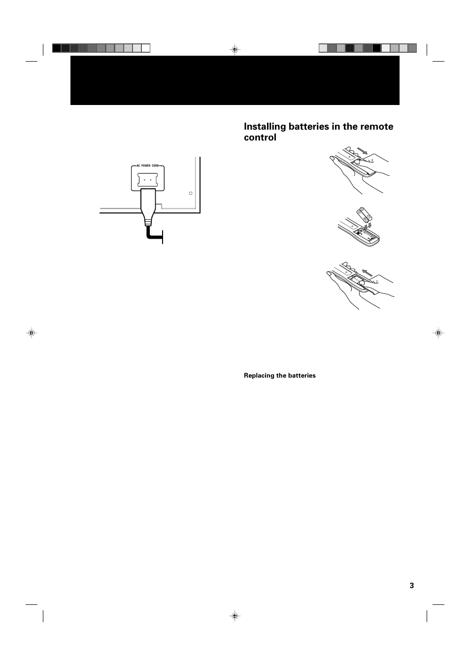 Installing batteries in the remote control | JVC XL-MC222BK User Manual | Page 5 / 16