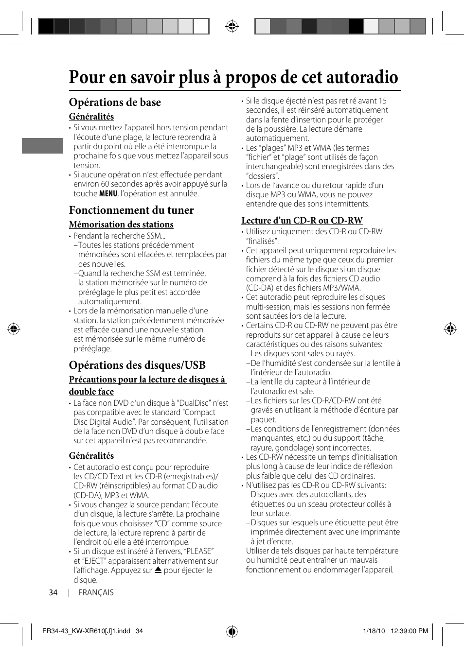 Pour en savoir plus à propos de cet autoradio, Opérations de base, Fonctionnement du tuner | Opérations des disques/usb | JVC GET0665-001A User Manual | Page 118 / 127