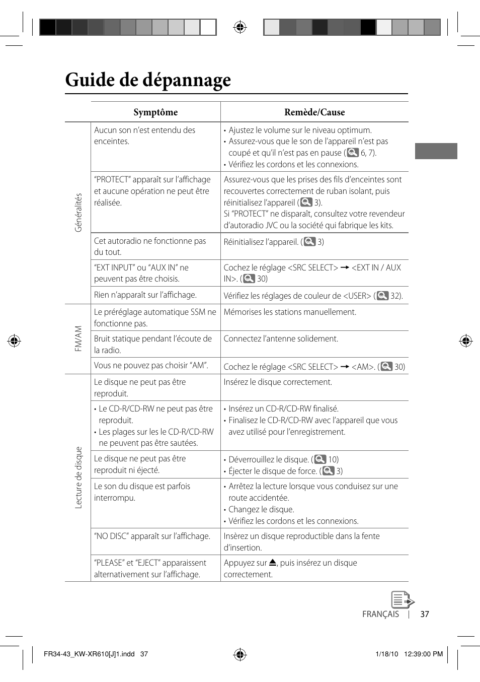 Guide de dépannage | JVC GET0665-001A User Manual | Page 121 / 127