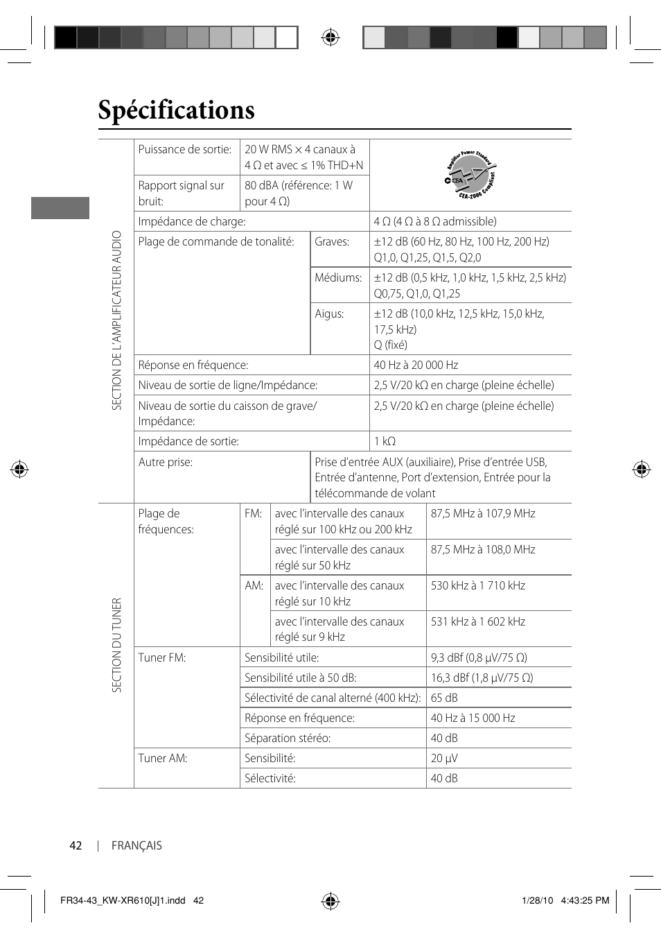 Spécifications | JVC GET0665-001A User Manual | Page 126 / 127
