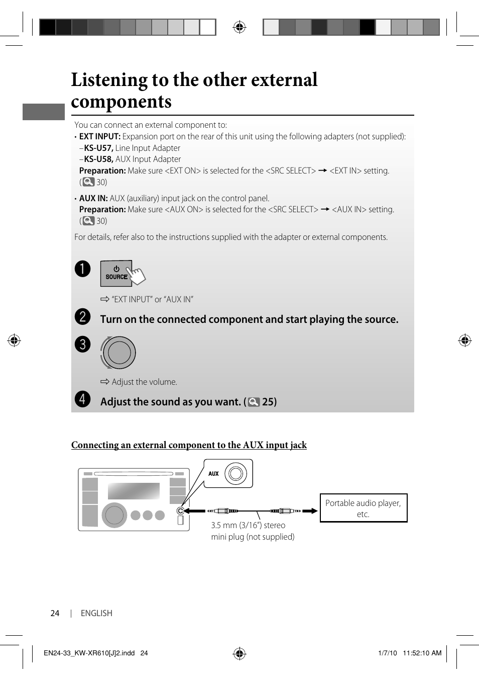Listening to the other external components | JVC GET0665-001A User Manual | Page 24 / 127