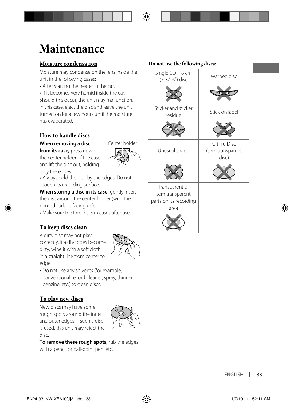 Maintenance | JVC GET0665-001A User Manual | Page 33 / 127