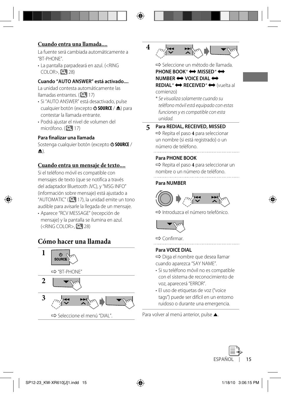 Cómo hacer una llamada | JVC GET0665-001A User Manual | Page 57 / 127