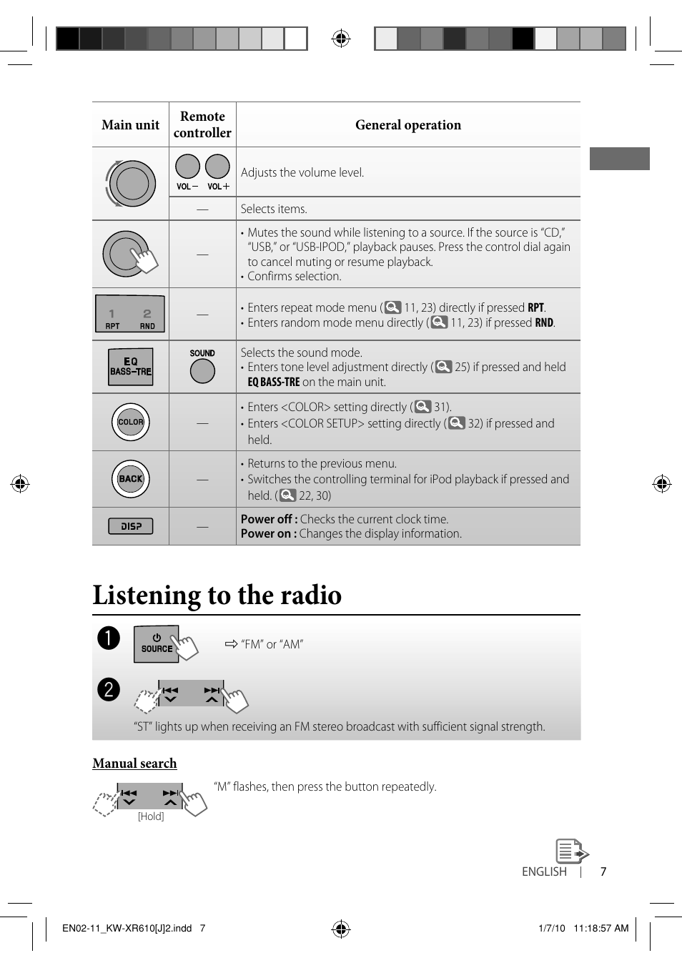 Listening to the radio | JVC GET0665-001A User Manual | Page 7 / 127