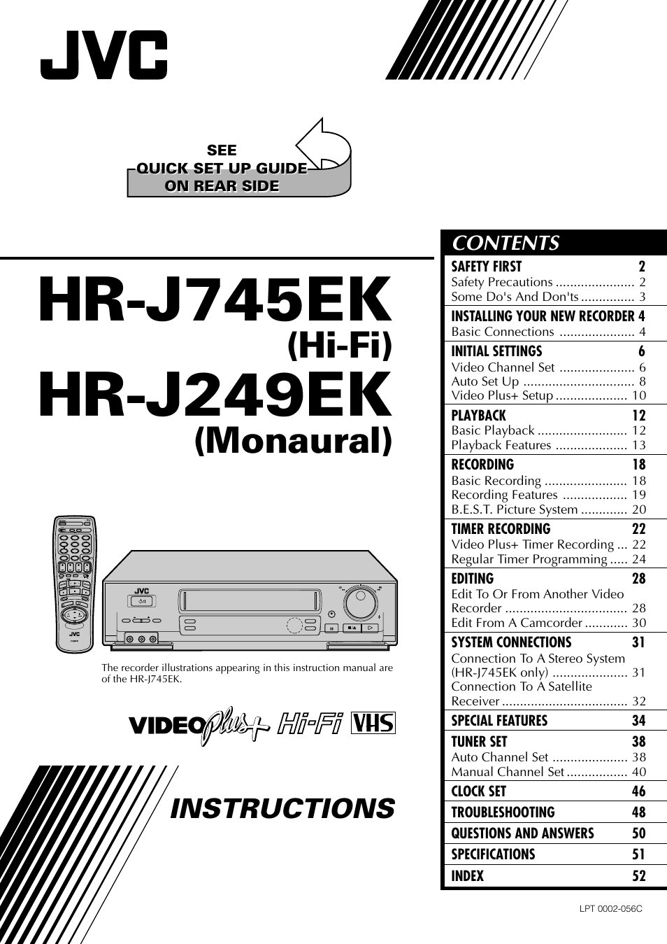 JVC HR-J249EK User Manual | 60 pages