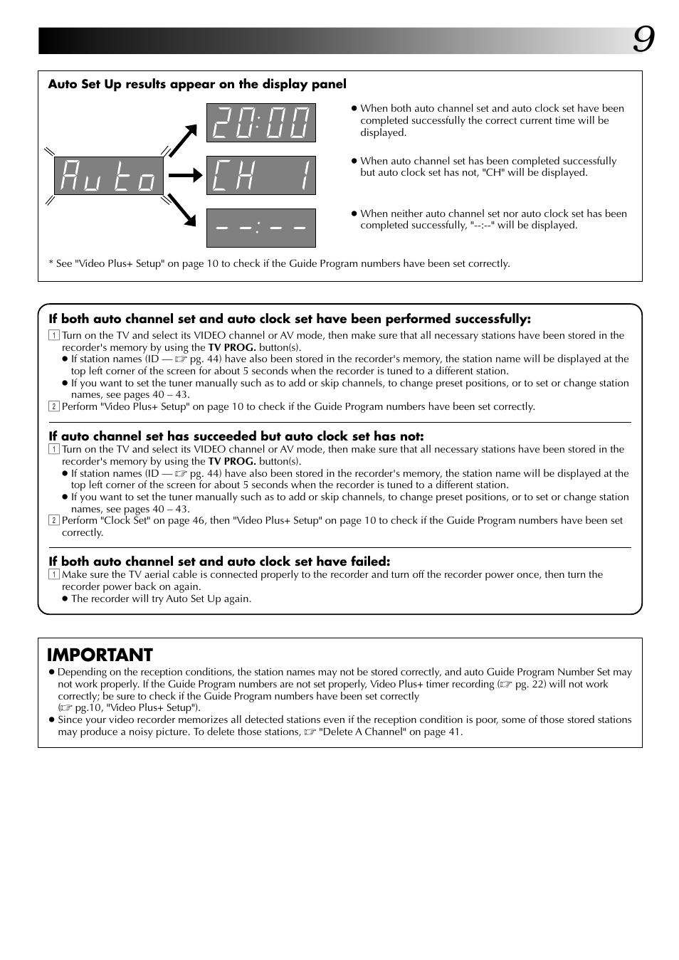 Important | JVC HR-J249EK User Manual | Page 9 / 60