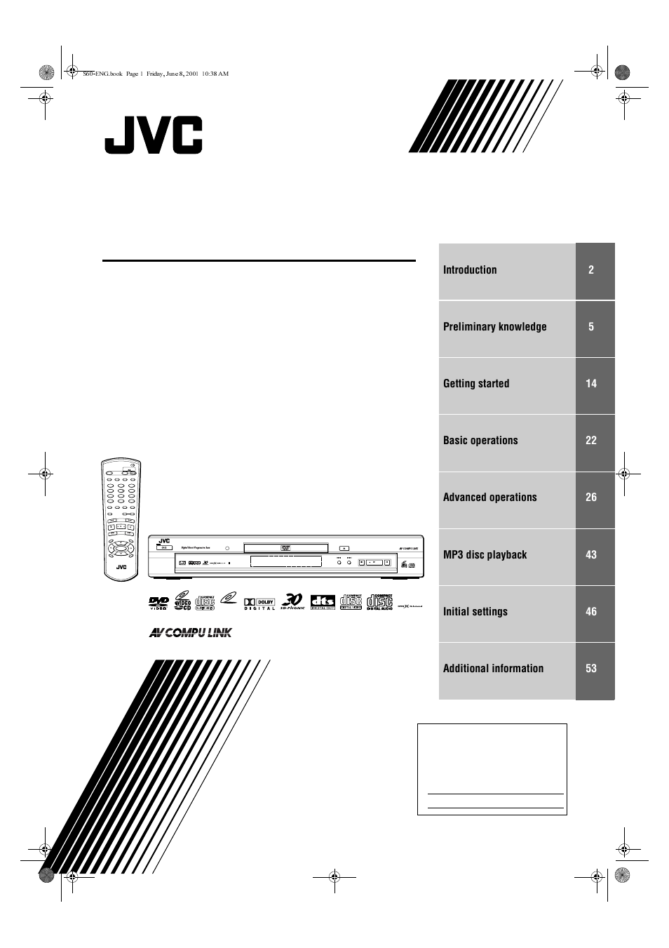 JVC XV-S60BK User Manual | 62 pages