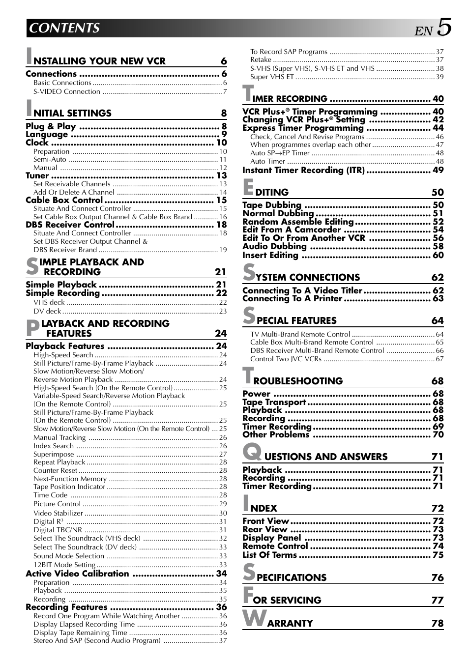 JVC HR-DVS2U User Manual | Page 5 / 80