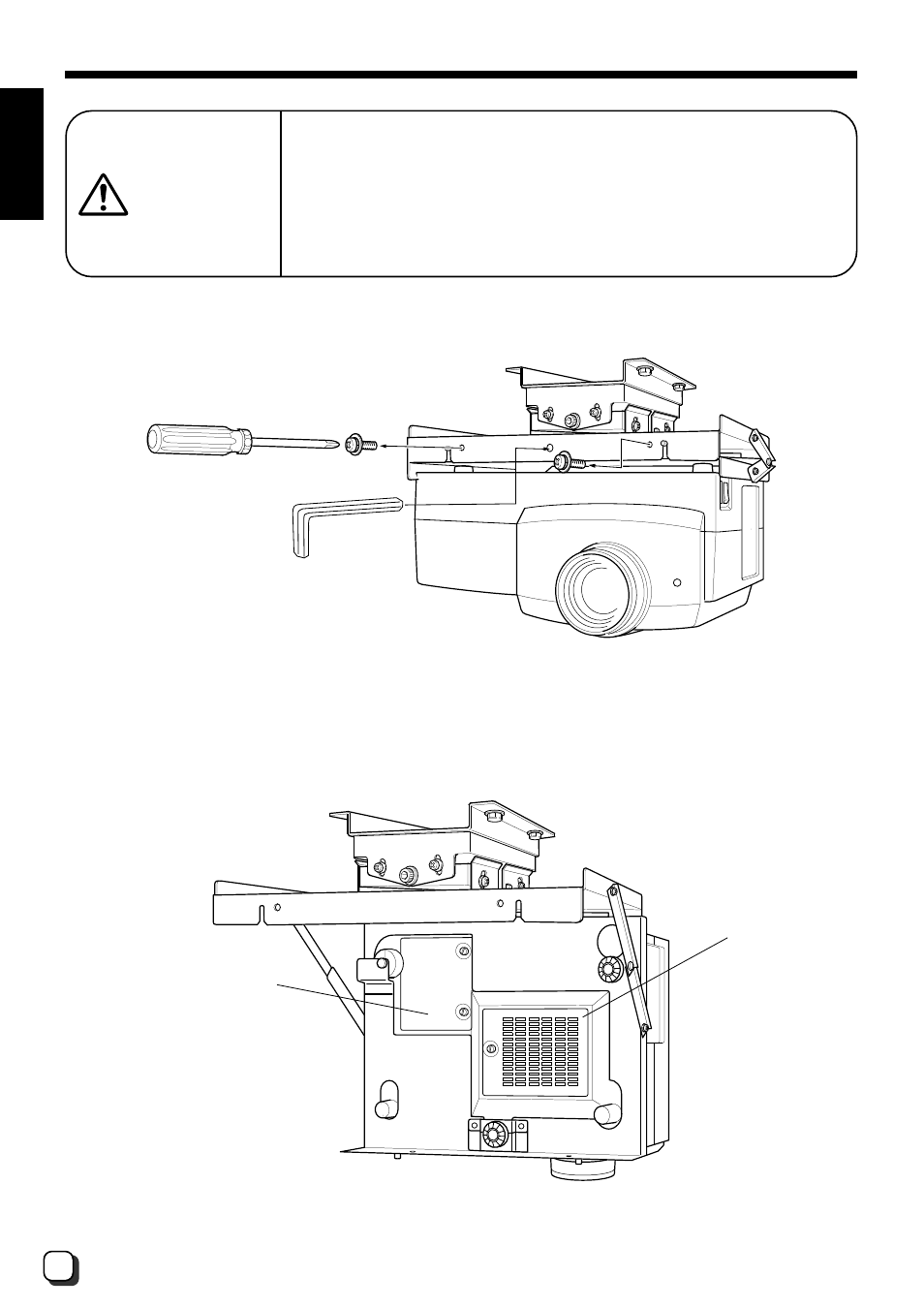 Replacing the lamp and filter, Caution, English | JVC EF-G10CG User Manual | Page 14 / 15