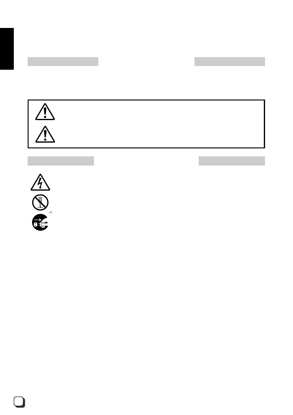 Precautions for safe and proper use, Warning caution, English | JVC EF-G10CG User Manual | Page 2 / 15