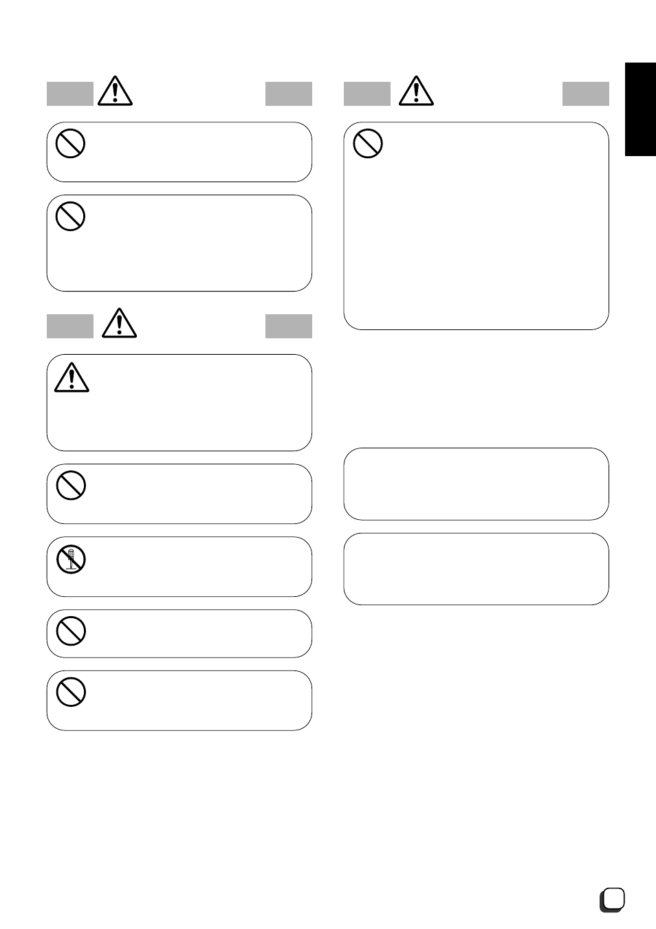 Handling precautions, Warning caution caution, English | JVC EF-G10CG User Manual | Page 3 / 15