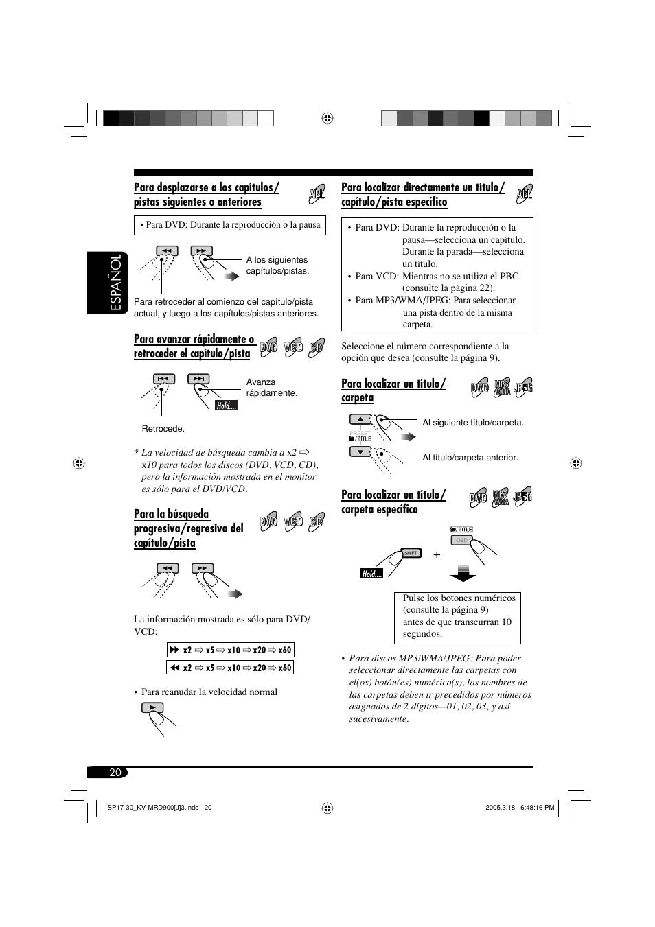 Esp a ñ ol | JVC LVT1340-001A User Manual | Page 58 / 117
