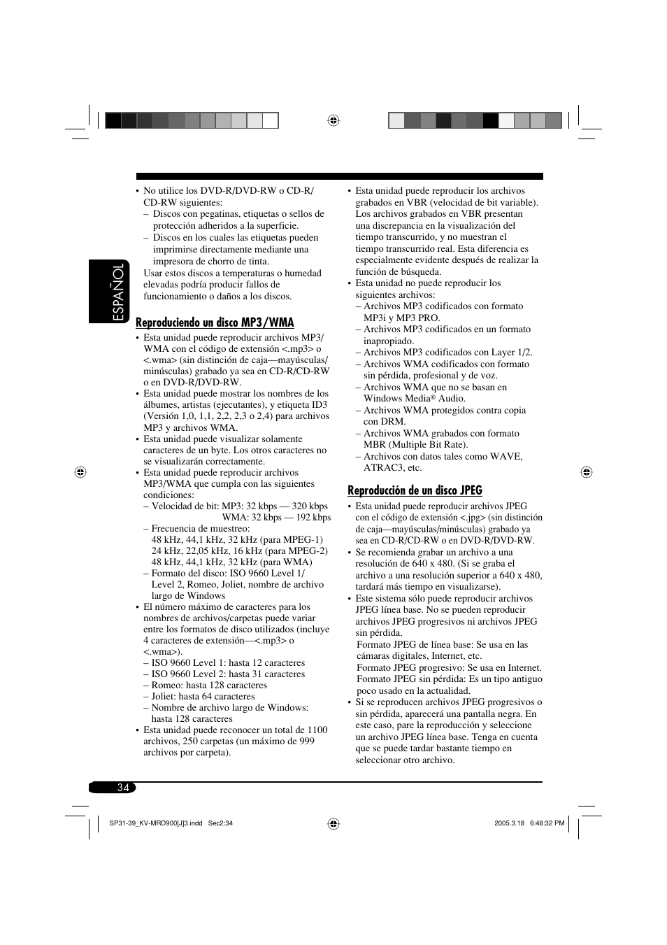 Esp a ñ ol | JVC LVT1340-001A User Manual | Page 72 / 117