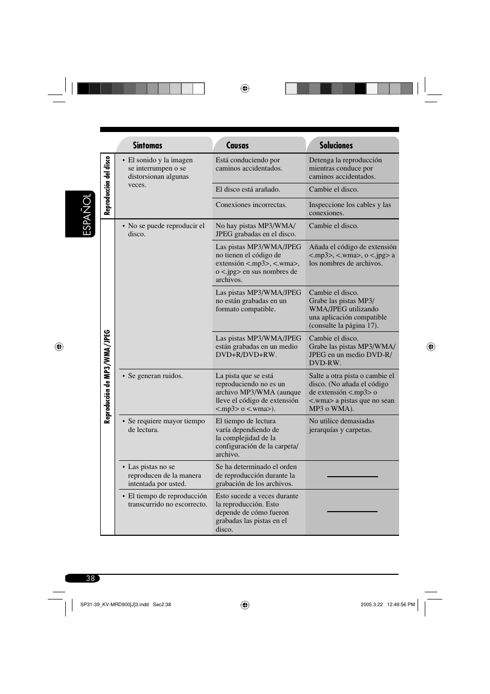 Esp añol | JVC LVT1340-001A User Manual | Page 76 / 117
