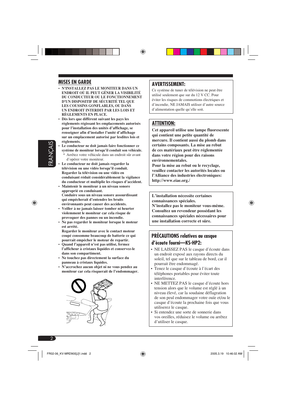 Français, Mises en garde, Attention | Avertissement | JVC LVT1340-001A User Manual | Page 78 / 117