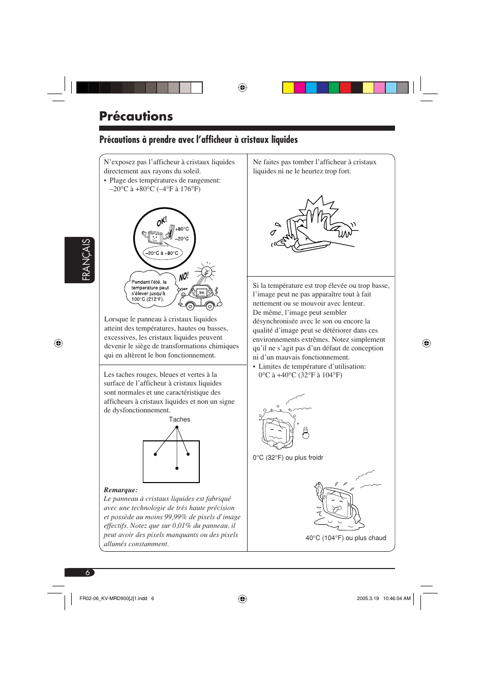 Précautions, Fran ç ais | JVC LVT1340-001A User Manual | Page 82 / 117