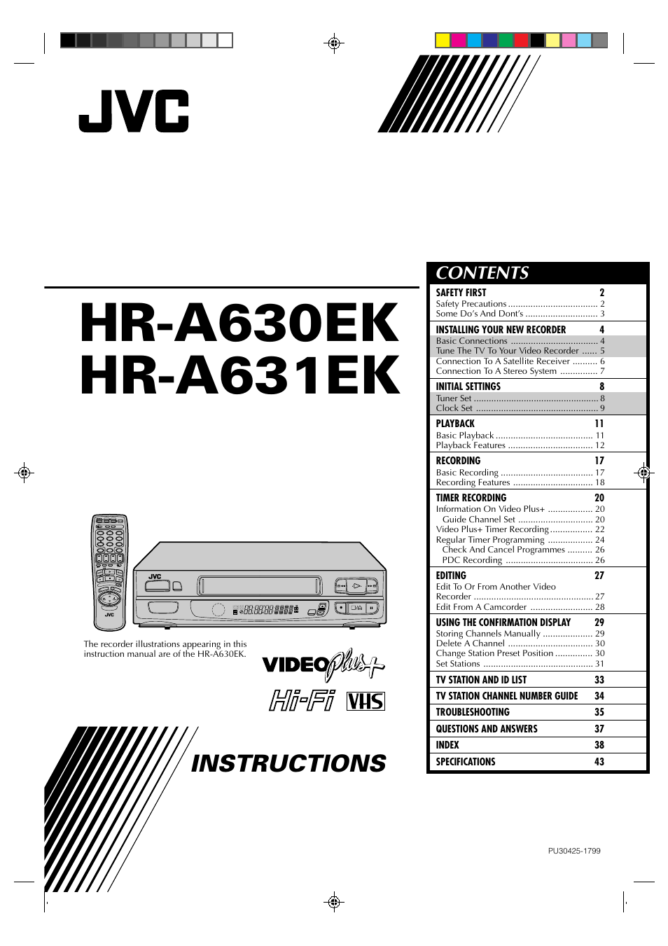 JVC HR-A630EK User Manual | 44 pages