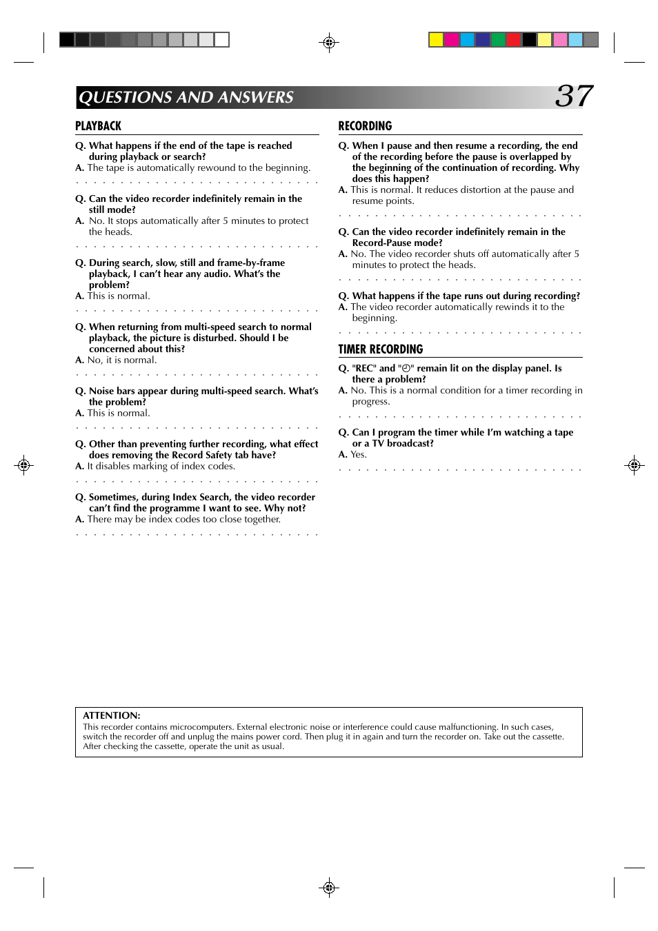 Questions and answers | JVC HR-A630EK User Manual | Page 37 / 44