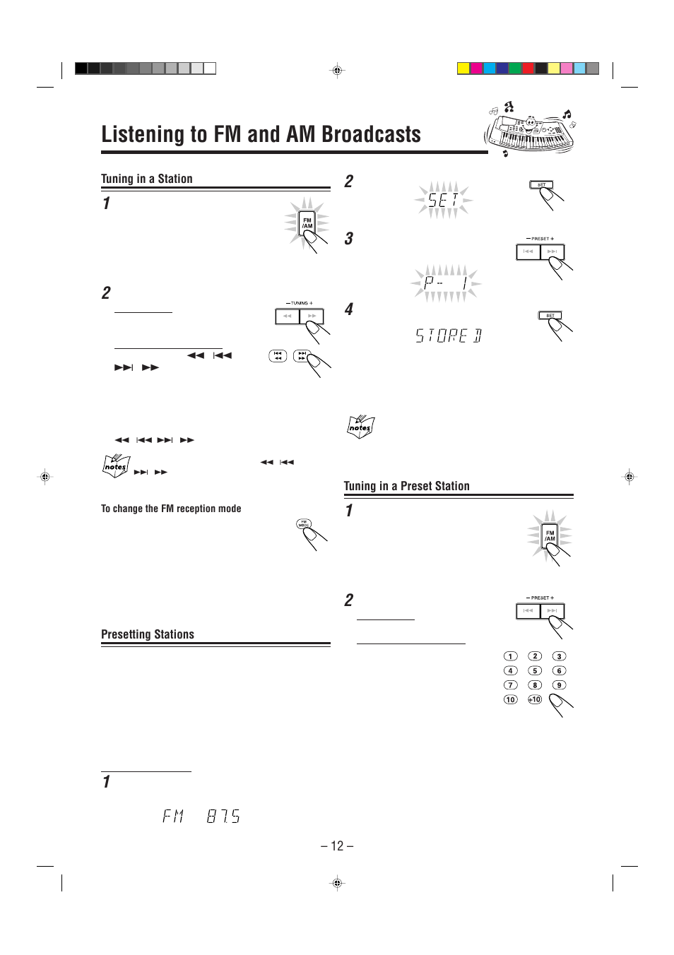 Listening to fm and am broadcasts | JVC MX-J900 User Manual | Page 15 / 30