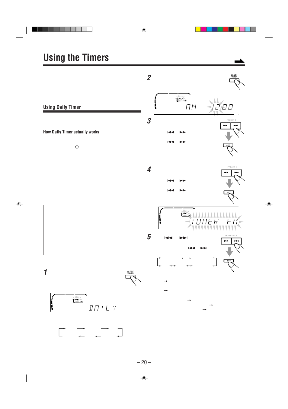 Using the timers | JVC MX-J900 User Manual | Page 23 / 30