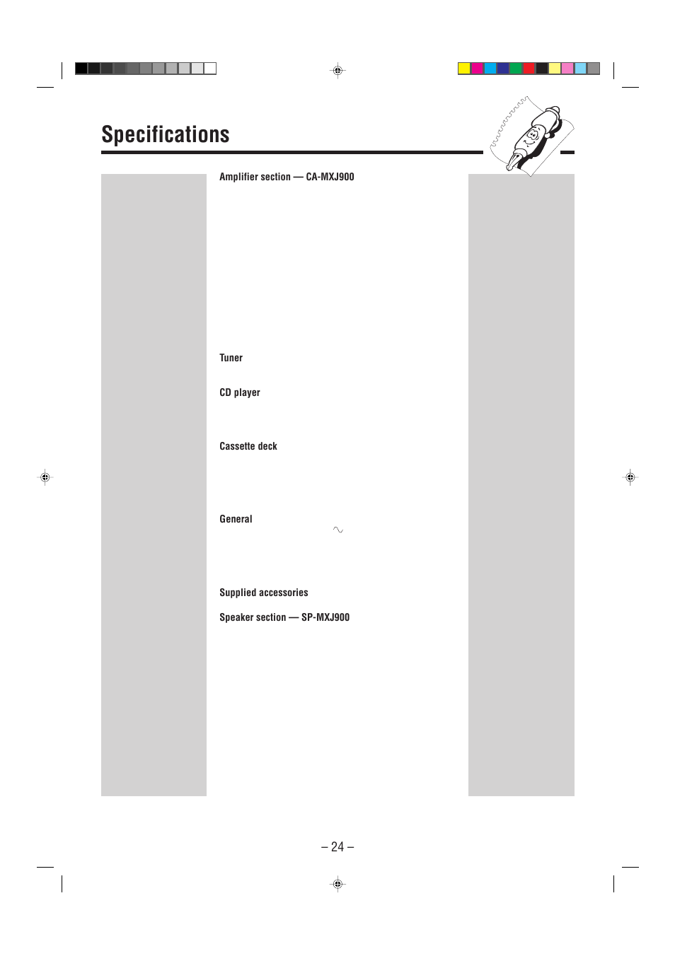 Specifications | JVC MX-J900 User Manual | Page 27 / 30