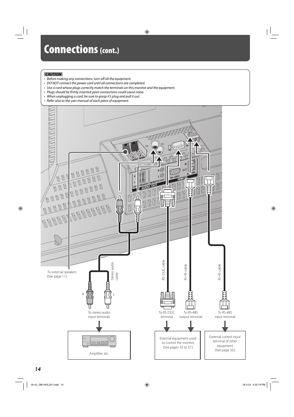 Connections, Cont.) | JVC GM-H40L2A User Manual | Page 16 / 46