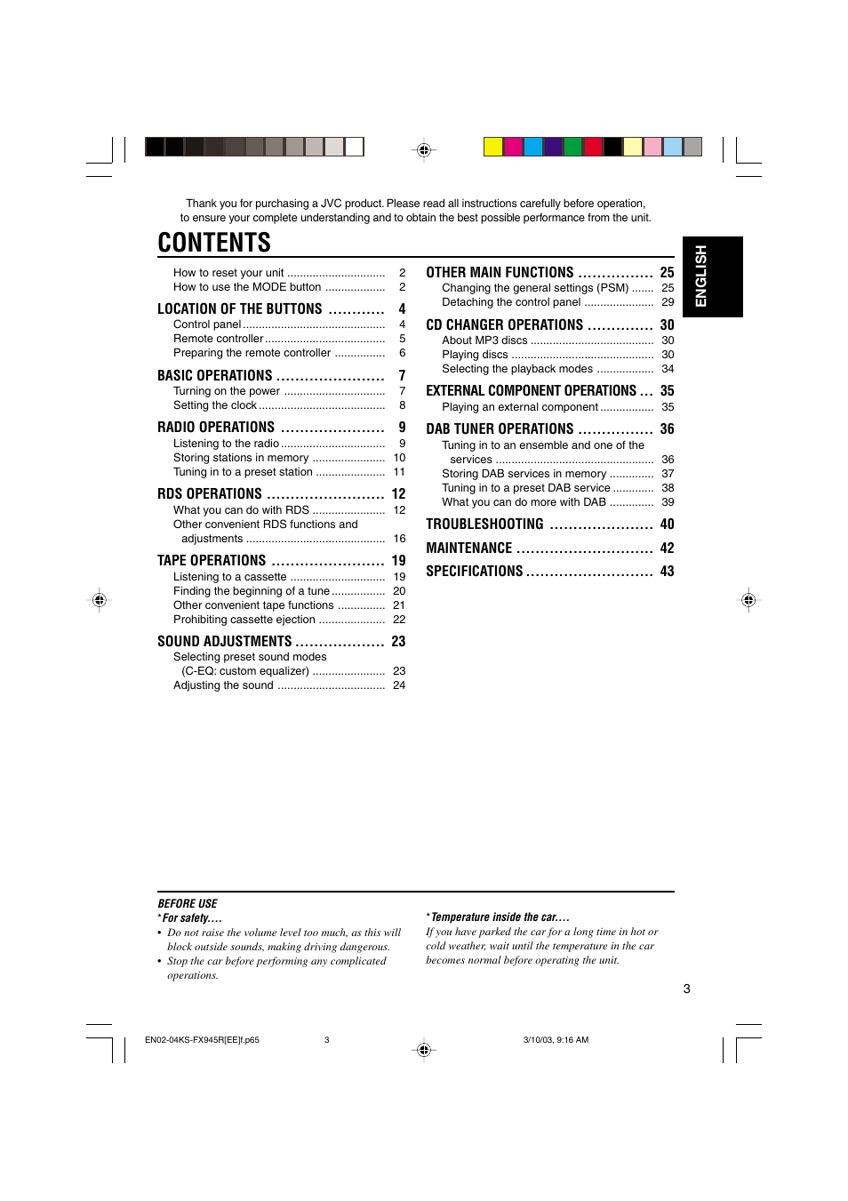 JVC GET0122-001A User Manual | Page 3 / 48