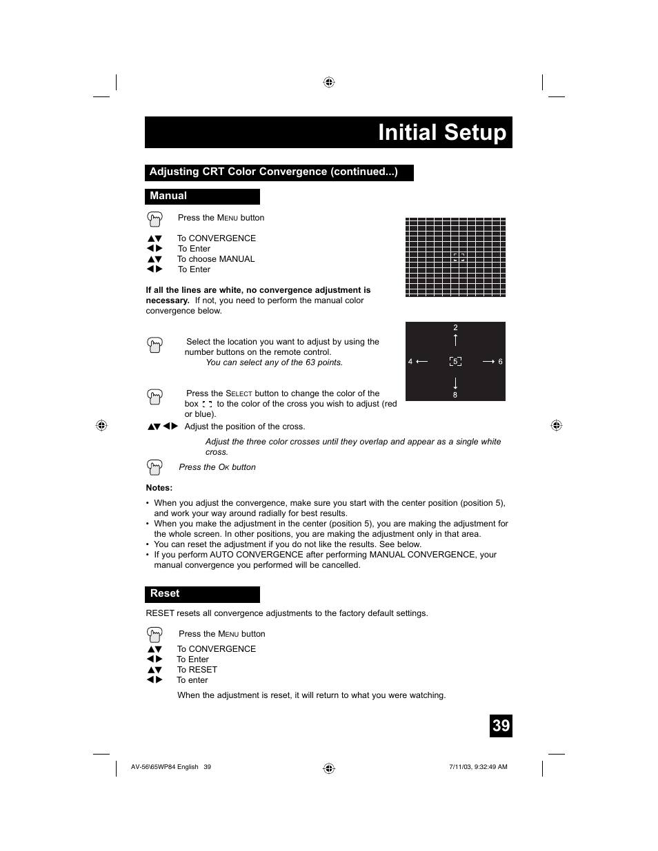 Initial setup | JVC AV 65WP84 User Manual | Page 39 / 72