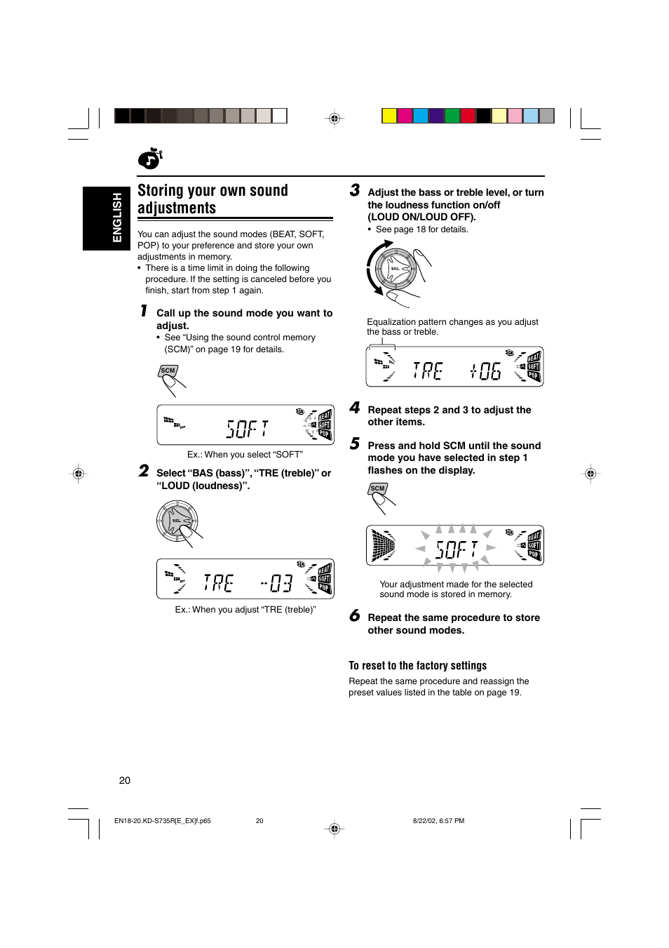 Storing your own sound adjustments | JVC KD-S735R User Manual | Page 20 / 32