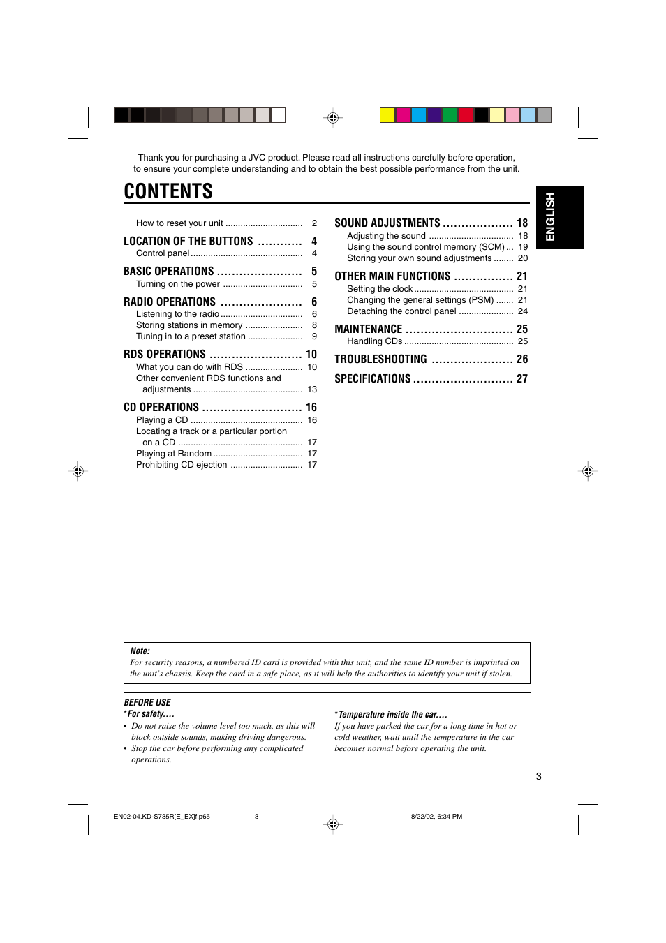JVC KD-S735R User Manual | Page 3 / 32