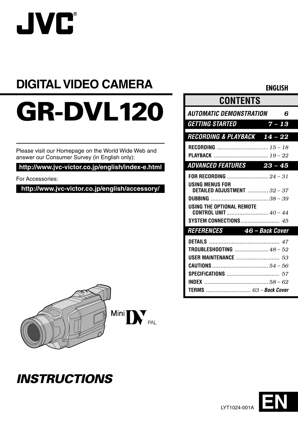 JVC MINI DV GR-DVL120 User Manual | 64 pages