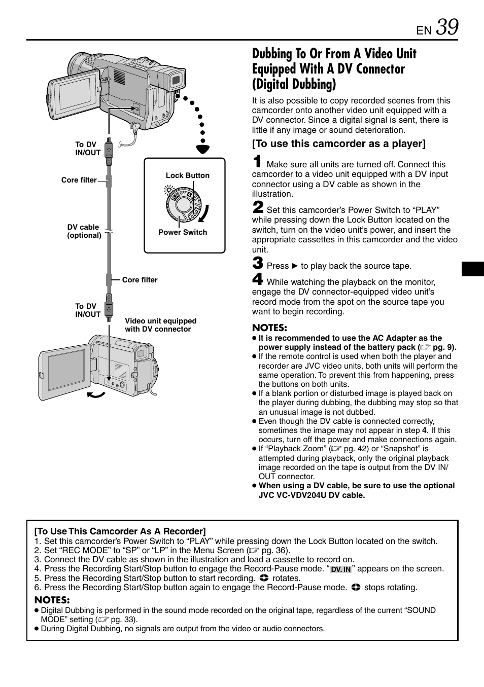 JVC MINI DV GR-DVL120 User Manual | Page 39 / 64