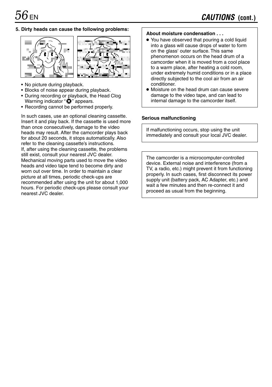 Cautions | JVC MINI DV GR-DVL120 User Manual | Page 56 / 64