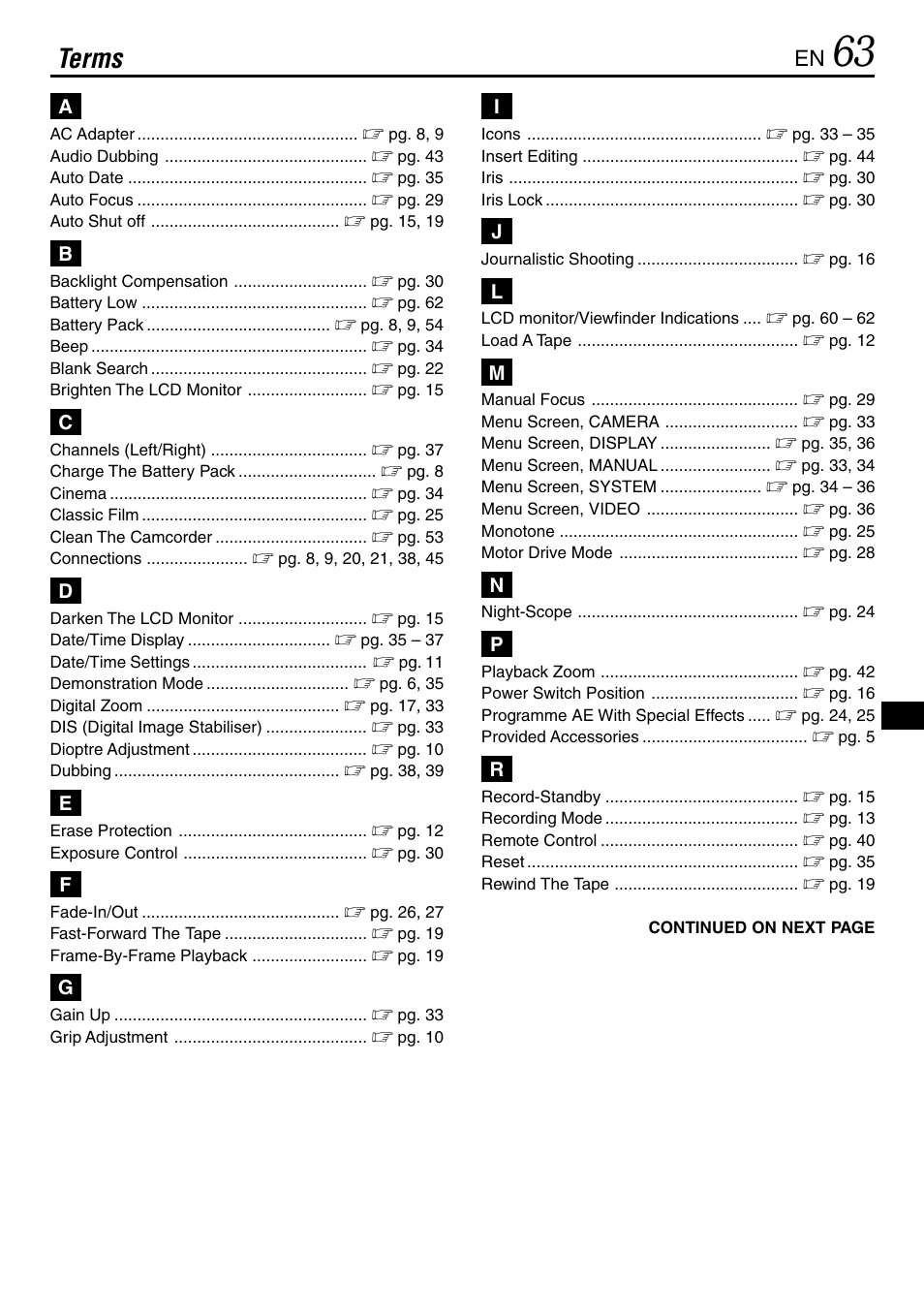 Ter ms, Terms | JVC MINI DV GR-DVL120 User Manual | Page 63 / 64