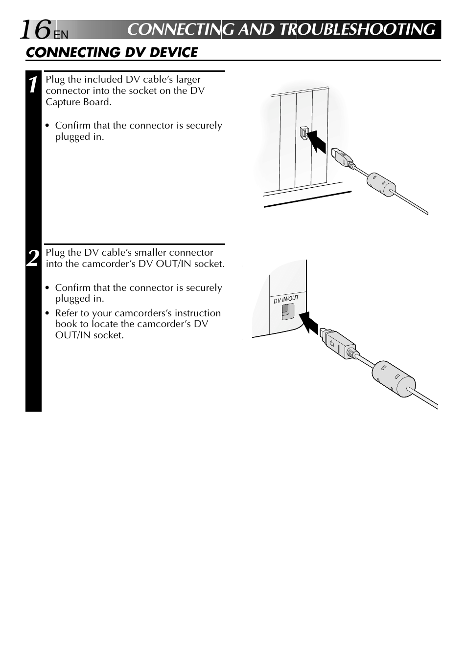 Connecting and troubleshooting | JVC VIDEO NAVIGATOR GV-DV1000 User Manual | Page 16 / 26